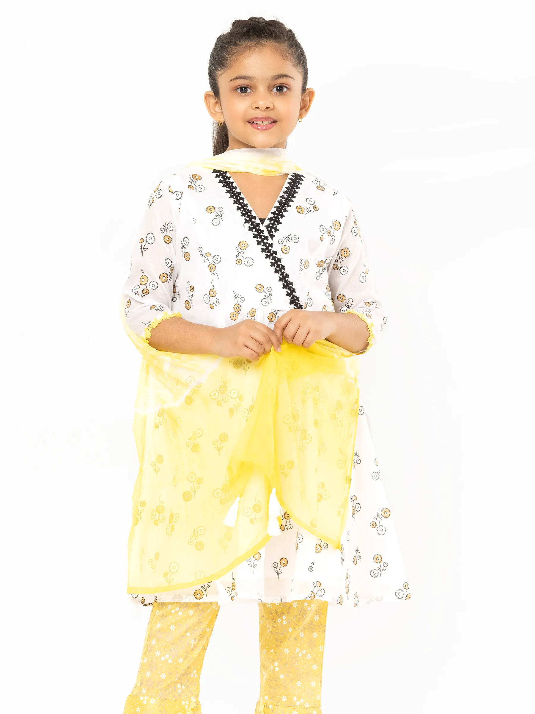 White Printed and Embroidered Cotton Shalwar Kameez